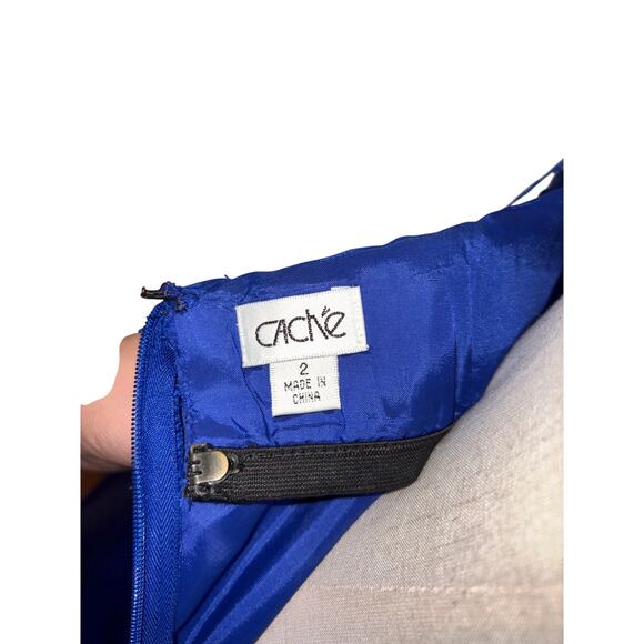 Y2K cache royal blue silk dress turquoise beaded halter gown sz 2 prom boho - Picture 7 of 13